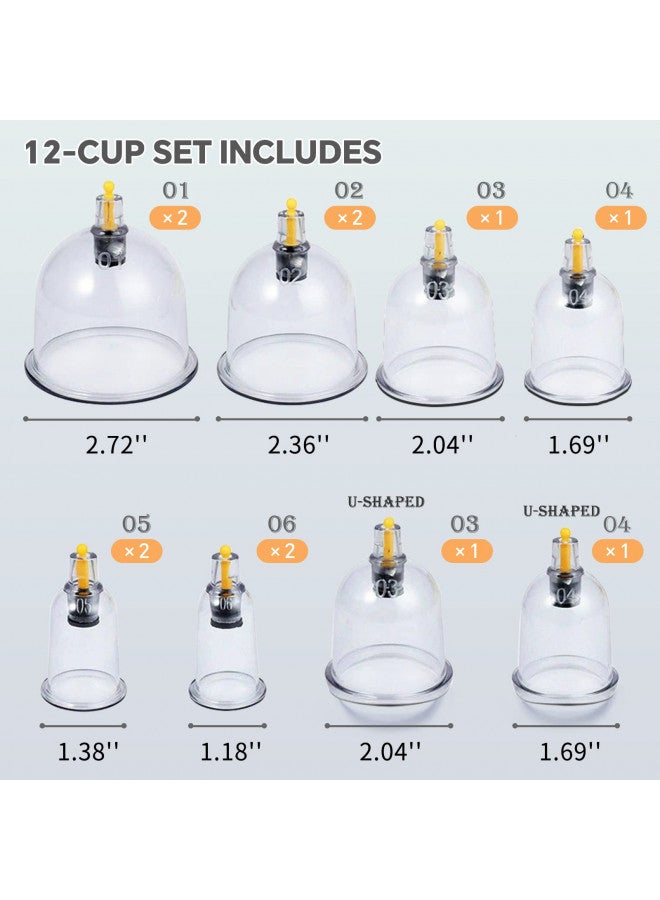 AIKOTOO AIKOTOO Cupping Therapy Set w/ 12 Massage Cups for Back Pain Relief Physical Therapy with Hand Pump - Image 3