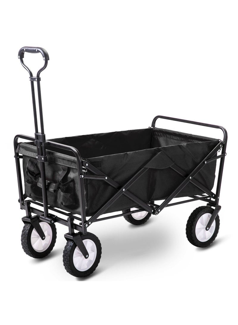 Collapsible Folding Wagon Trolley cart Bearing Large Capacity Beach Garden Shopping Carts & Stroller Wagon Utility Adjustable Handle Outdoor Camping with Big Wheels - Image 1