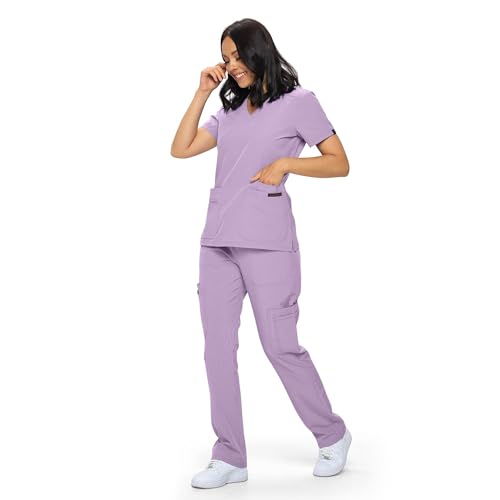 Monarch Uniforms Scrub Sets in Regular and Petite Stretchy Scrubs for Women Set of Scrub Top and Scrub pants-(LAVENDER)-L - Image 4