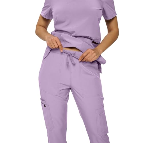 Monarch Uniforms Scrub Sets in Regular and Petite Stretchy Scrubs for Women Set of Scrub Top and Scrub pants-(LAVENDER)-L - Image 3