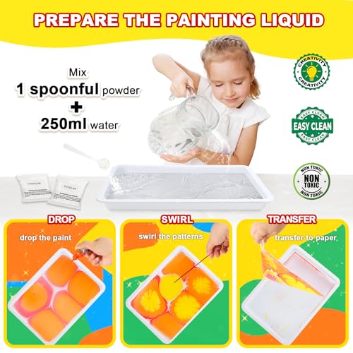 Titoclar Water Marbling Paint Kit, Arts and Crafts For Kids,Birthday Gifts for Girls Boys 3+Years Old, Toys For Ages 8-13 5-7 3-6, Art Supplies for Kids - Image 4