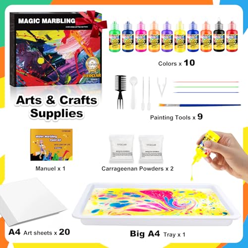 Titoclar Water Marbling Paint Kit, Arts and Crafts For Kids,Birthday Gifts for Girls Boys 3+Years Old, Toys For Ages 8-13 5-7 3-6, Art Supplies for Kids - Image 3