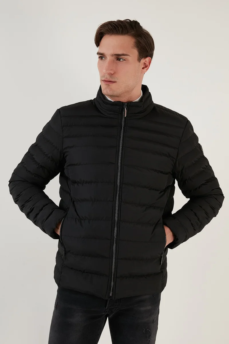 بوراتي Stand Collar Zippered Pocket Slim Fit Puffer Coat Men's Coat 649002