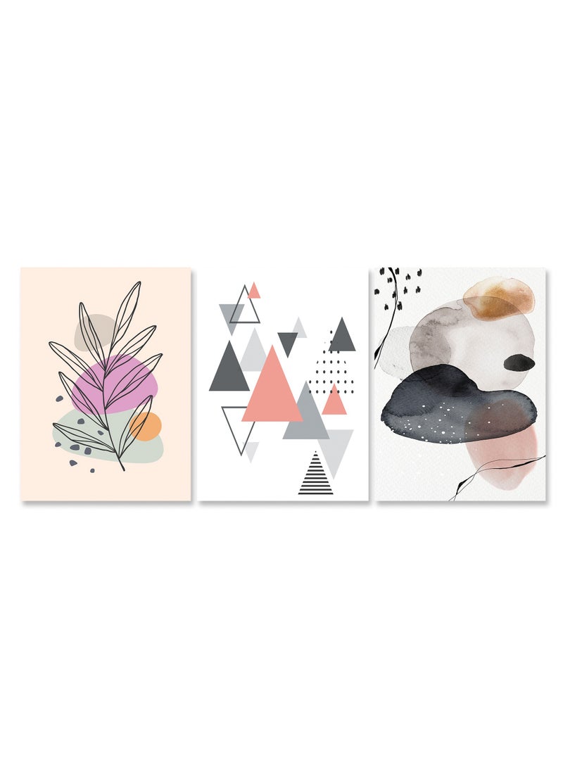 Marktna Set Of 3 Framed Canvas Wall Arts Stretched Over Wooden Frame with a Modern Design - Image 2