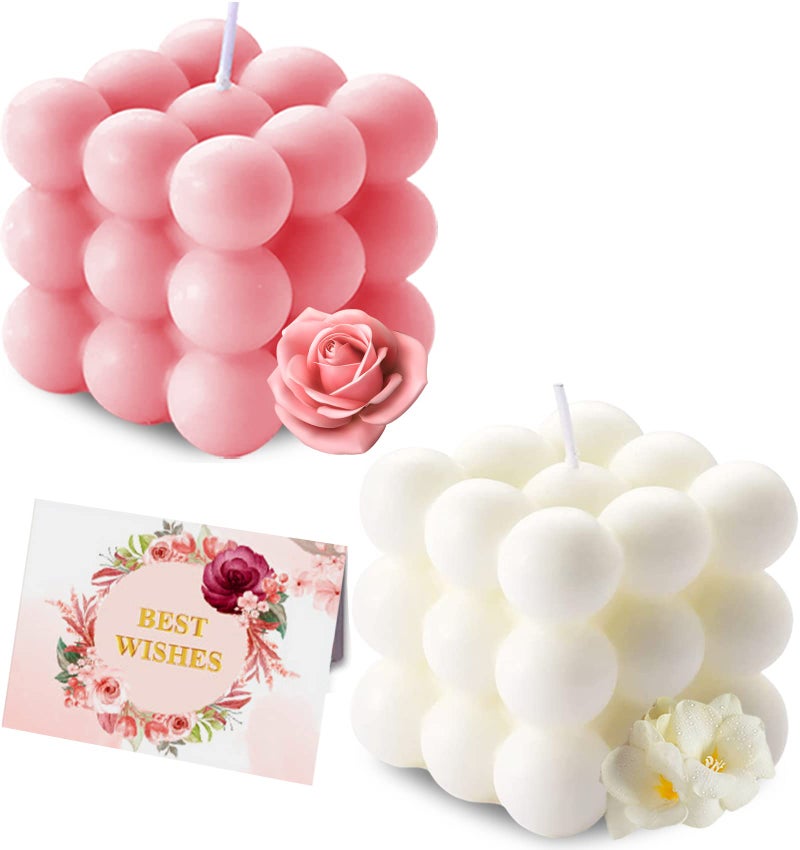 Aokala Scented Bubble Candles Gifts Set for Women Large Candles for Home Decor Scented 2 x 54 oz Soy Wax Aromatherapy Candles Cube Aesthetic Candle Ideal Gifts for Valentines Day Mothers Day