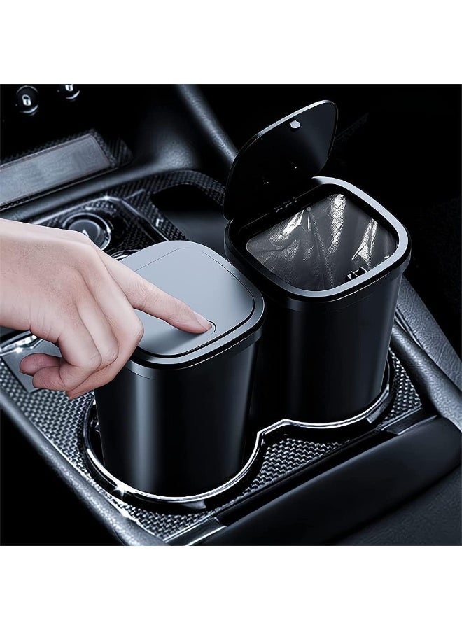 Arabest Car trash can, 2 mini car cup holder trash cans, leak proof mini trash cans with lids and 30 bags, easy to clean, multi-purpose trash cans suitable for cars, offices, and homes (black) - Image 1