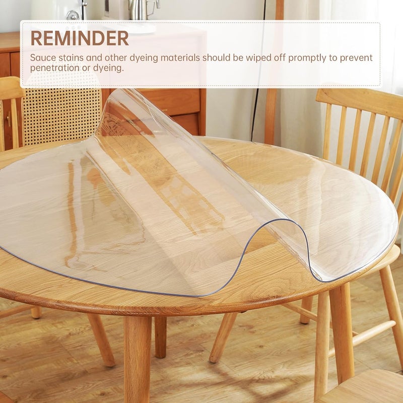 Warmstar Round Clear Table Protector, 40Inch 2mm Thick PVC Tablecloth for Dining & Coffee Table - Image 4