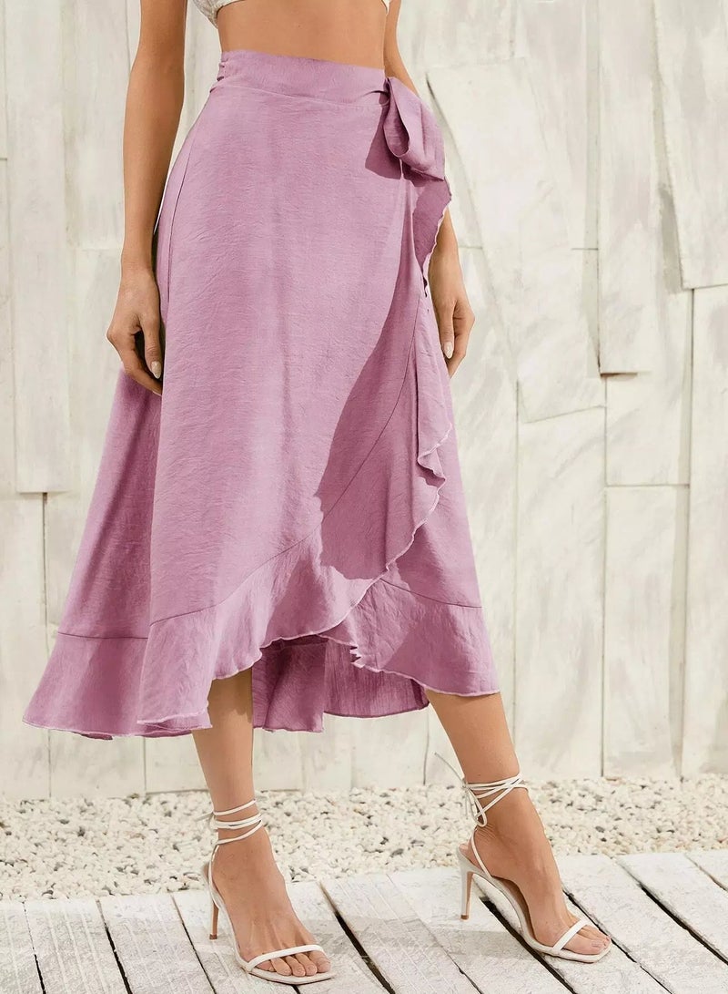 Ruffle Hem Wrap Knot Skirt - Image 5