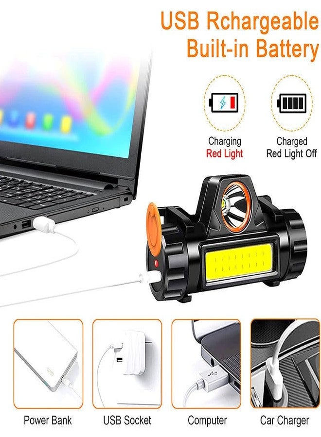 مصباح رأس معدني من بوغول، قابل لإعادة الشحن عبر منفذ USB، مقاوم للماء، مزود بشعاع عريض | مصباح رأس LED للاستخدام الخارجي | مصباح رأس قابل للتعديل بالحث، مناسب للتخييم والصيد والجري - قطعة واحدة - Image 2