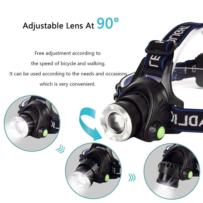 FVSA FVSA Headlamp Rechargeable Led Flashlight 1100 Lumen Headlight 3 Modes Beam HeadLamps for Adults Walking Running Camping Fishing Fathers Day or Christmas Stocking Stuffers Gifts  - Image 3