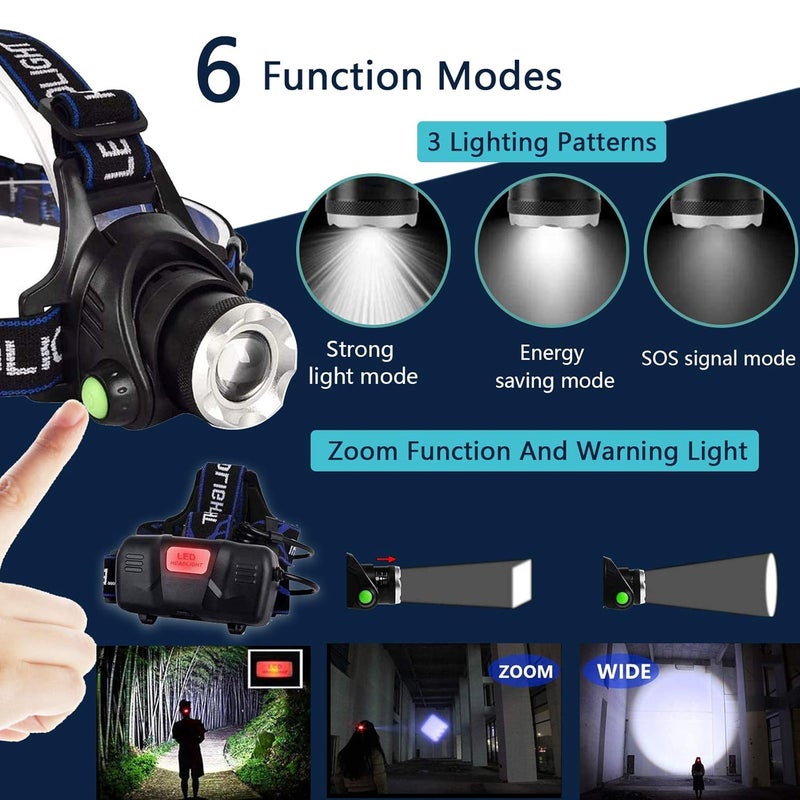 FVSA FVSA Headlamp Rechargeable Led Flashlight 1100 Lumen Headlight 3 Modes Beam HeadLamps for Adults Walking Running Camping Fishing Fathers Day or Christmas Stocking Stuffers Gifts  - Image 4