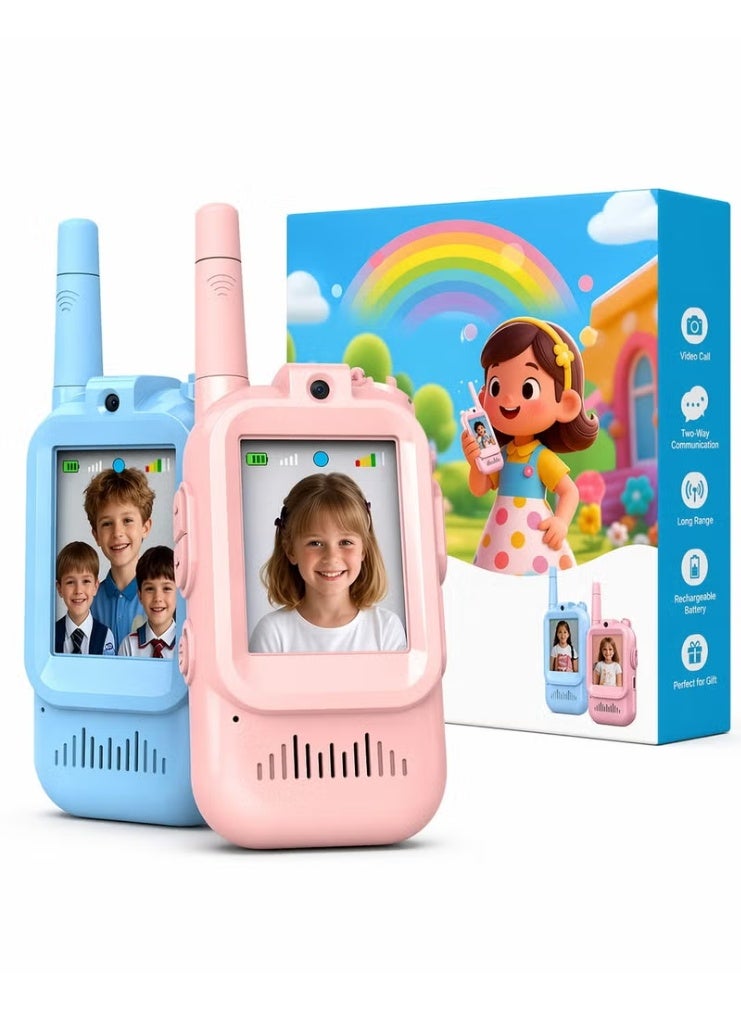 Eworld Kids Toy Video Walky Talky 2 Pack, HD Camera & Voice Changer, Rechargeable Long Range Communication Toy for Boys & Girls Ages 3–8, Outdoor Play & Gift Set - Image 1