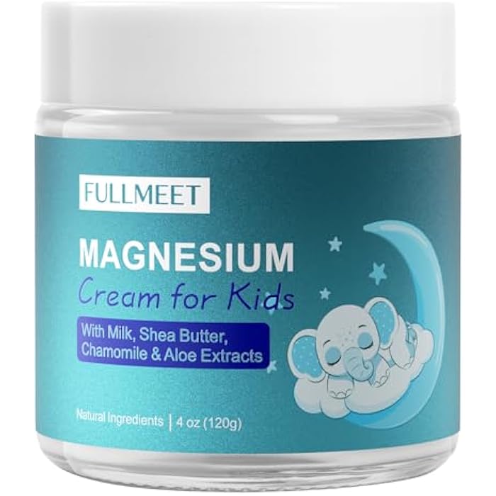 FullMeet Magnesium Cream for Kids, Soothes Anxiety & Relaxation with Chamomile, Aloe Vera, Shea Butter, Magnesium Cream for Sleep, Safe for Kids（4 oz） - Image 1