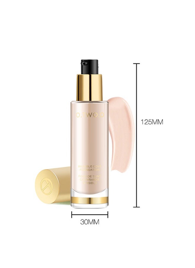Full Coverage Liquid Foundation, Smoothing Makeup Base Concealer Foundation, Matte Wear Concealer Sun Block Cream, Minimizes Pores, Hides Wrinkles - Advanced Real Moisture Foundation(Pearly white)