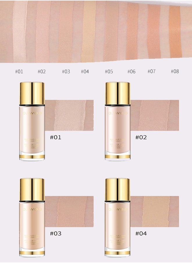 O.TWO.O Full Coverage Liquid Foundation, Smoothing Makeup Base Concealer Foundation, Matte Wear Concealer Sun Block Cream, Minimizes Pores, Hides Wrinkles - Advanced Real Moisture Foundation(Pearly white)  - Image 3