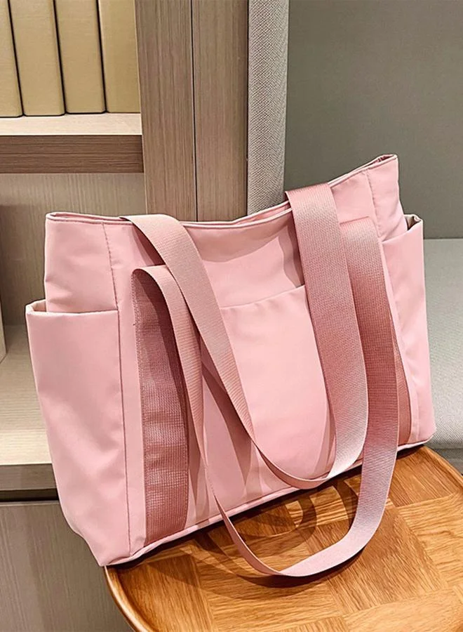 Take Two Pink Solid Double Strap Tote Bag