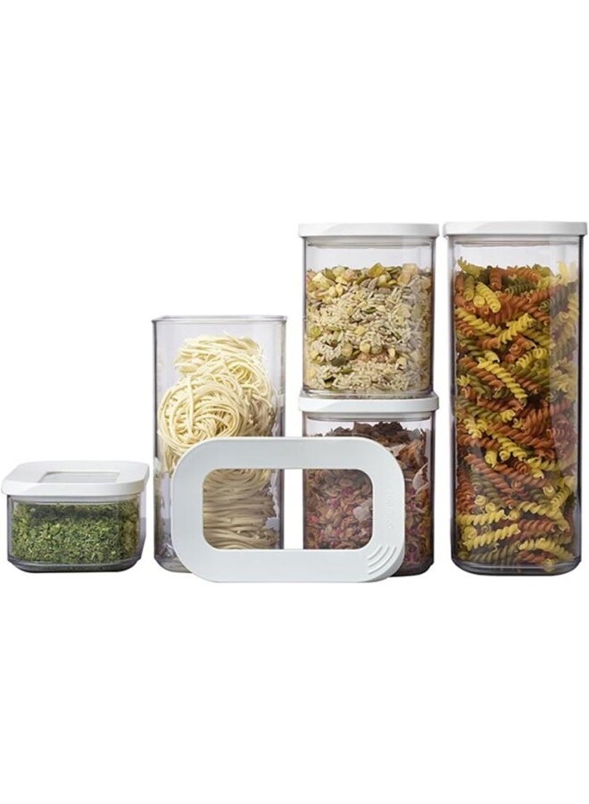 Mepal, MODULA 7 Piece Food Storage Box Set for Cereal or Pasta with 3 Transparent Lids, Airtight, BPA Free, 1 Set - Image 1