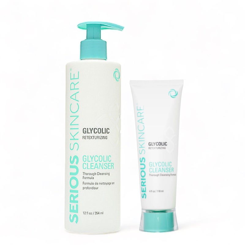 Serious Skincare Glycolic Cleanser Glycolic Acid Skin Exfoliating Face Wash 10 Glycolic Acid Deep Pore Purifying Removes Makeup Oil and Impurities Shave Prep AntiAging AHA 12 Oz 4 Oz