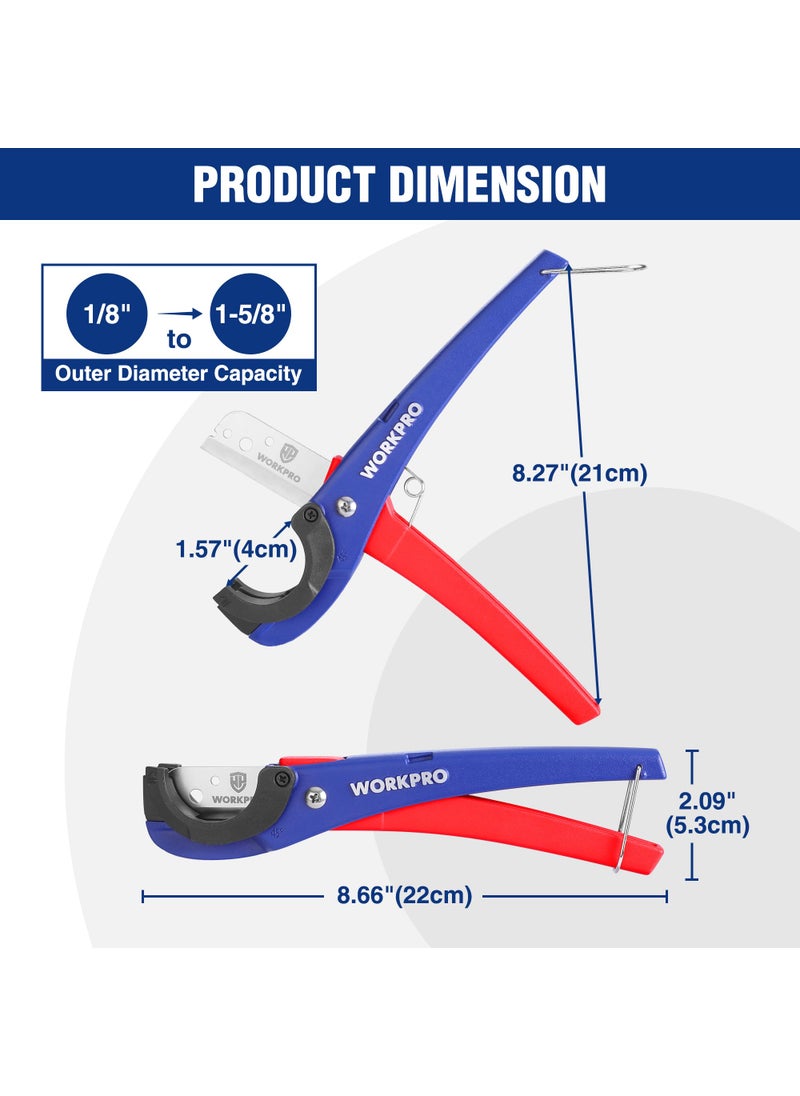 WORKPRO WORKPRO PEX Cutter with Sharp Blades, Hose Cutter with 1/8"-1-5/8" Cutting Capacity, Can be cut at 45° or 30°, Tubing Cutter for PPR, PE, PP, and Rubber Hoses, Suitable for Home and Plumbing Repairs  - Image 4
