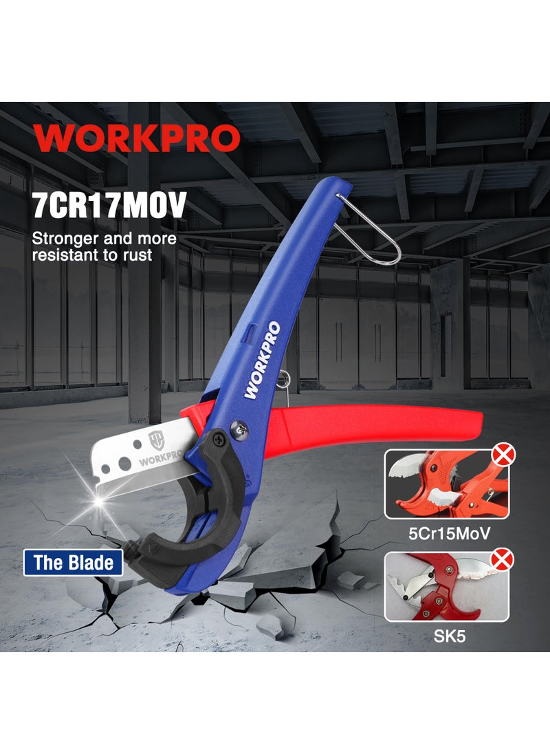 WORKPRO WORKPRO PEX Cutter with Sharp Blades, Hose Cutter with 1/8"-1-5/8" Cutting Capacity, Can be cut at 45° or 30°, Tubing Cutter for PPR, PE, PP, and Rubber Hoses, Suitable for Home and Plumbing Repairs  - Image 5