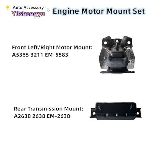 Yllshengyu 3Pcs Engine Motor Transmission Mount Kit Compatible with Silverado 1500 /Tahoe Suburban 2500 /Avalanche & Sierra 1500 /Yukon & Escalade ESV Replacement for A5365 A5365 A2638 - Image 5