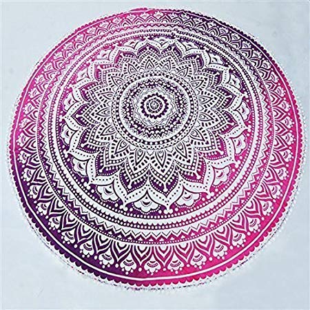 Textile art Indian Tapestry Mandala Round Mandala Center Table CoverTraditional Cotton Round Table CoverDining Tablecloth Print 1 - Image 1