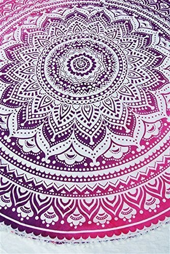 Textile art Indian Tapestry Mandala Round Mandala Center Table CoverTraditional Cotton Round Table CoverDining Tablecloth Print 1 - Image 2