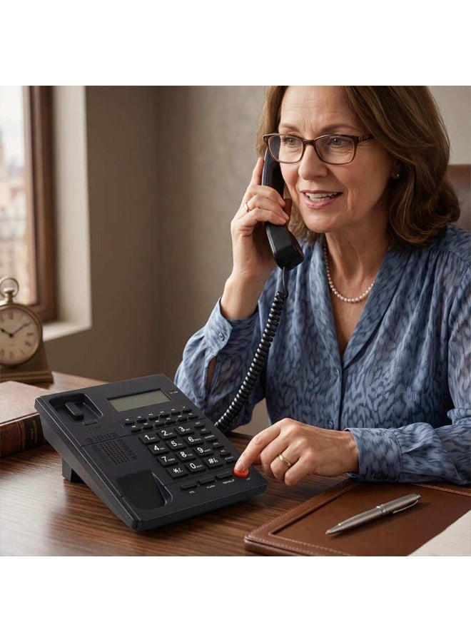 Ruay RA63 Landline Phone with Backlit Screen, Large Memory and Multiple Ringtones (Black) - Image 3