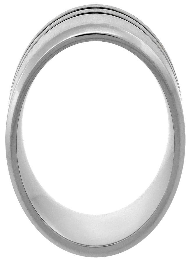 Sabrina Silver 9mm Titanium Pipe Cut Wedding Band Ring for Men 2 Stripes Beveled Edges Brushed Finish Comfort Fit Size 9 - Image 2