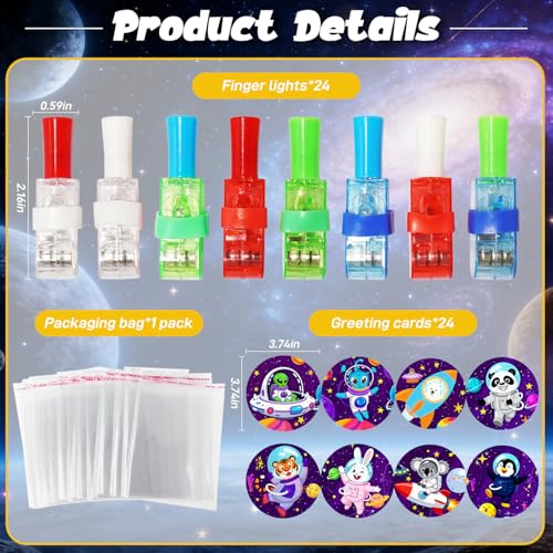 Batorisy 24Pack Valentines Day Gifts for Kids Classroom LED Finger Lights with Valentine Day Cards for Kids and Packing Bags LightUp Toys for School Classroom Exchanges Valentines Day Party Favors - Image 5