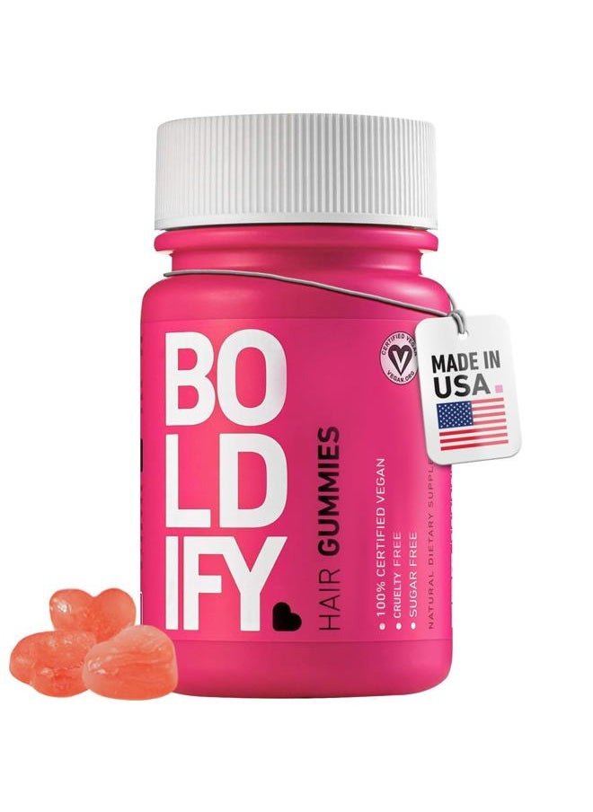 Boldify Hair Growth Gummies - Sugar-Free Biotin Gummies - Fast-Acting Vegan Vitamins for Skin, Nails, and Hair - 5000mcg Biotin/Serving, 30-Day Supply - Natural Strawberry Flavor  - Image 1