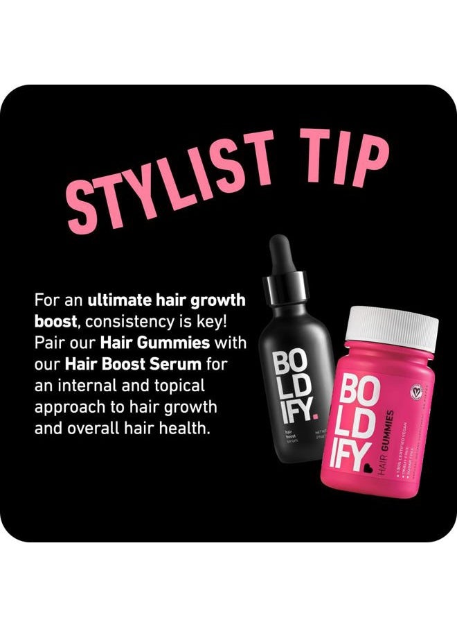 Boldify - Hair Growth Gummies - Sugar-Free Biotin Gummies - Fast-Acting Vegan Vitamins for Skin, Nails, and Hair - 5000mcg Biotin/Serving, 30-Day Supply - Natural Strawberry Flavor - Image 1