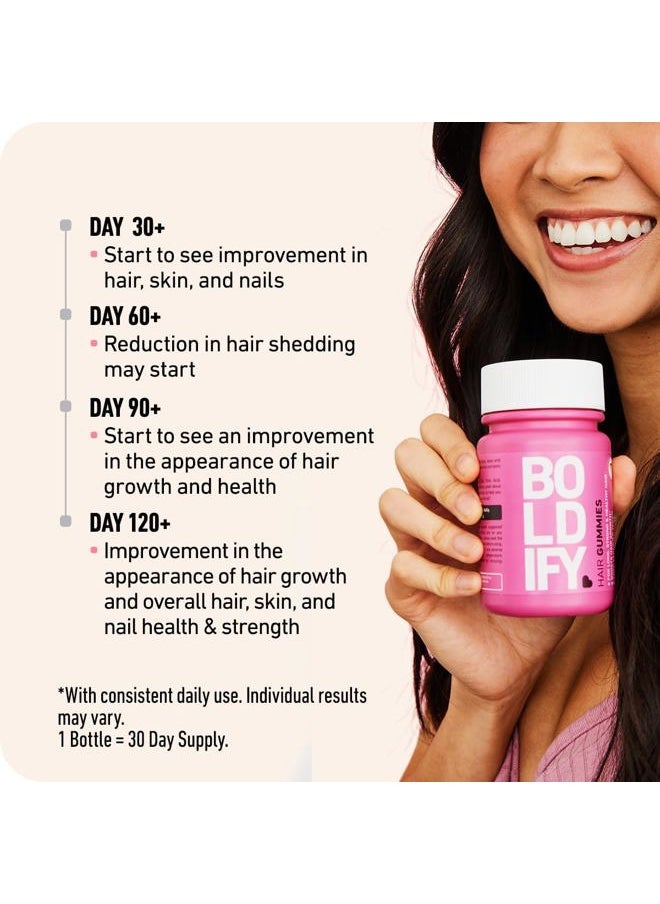 Boldify Hair Growth Gummies - Sugar-Free Biotin Gummies - Fast-Acting Vegan Vitamins for Skin, Nails, and Hair - 5000mcg Biotin/Serving, 30-Day Supply - Natural Strawberry Flavor  - Image 5