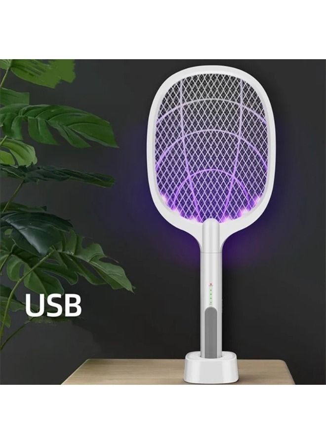 Bug Zapper, 3000 Volt Indoor & Outdoor Electric Fly Swatter, USB Rechargeable Mosquito Killer Racket (Assorted Colors) - Image 3