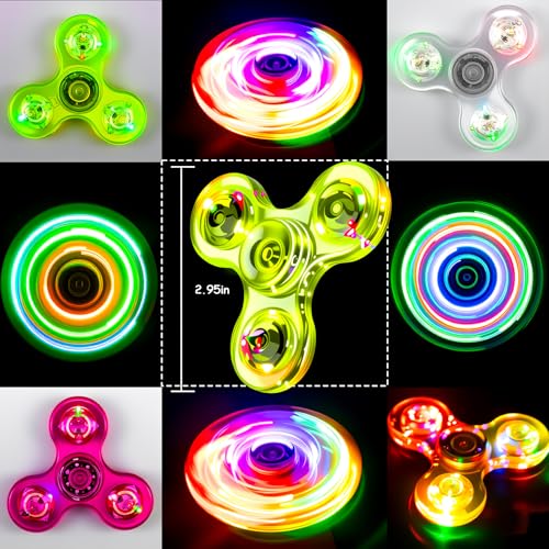 Figrol Fidget Toys 3 PackLight Up Fidget Spinner for Kids Adults Stress Relief Calm DownSensory Toys for Kids with Autism ADHD ToysWhitePinkGreen - Image 5