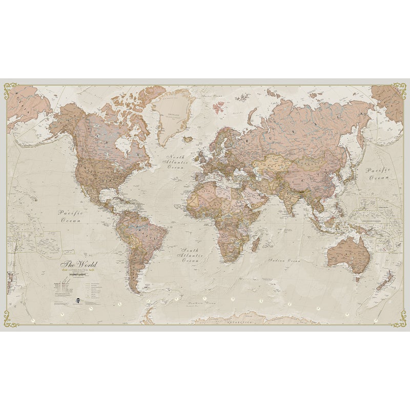Maps International Giant World Map  Antique Style MegaMap Of The World  Laminated  46 x 802025 Updated