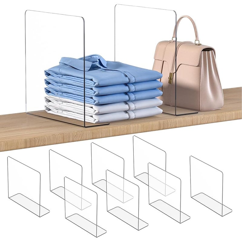 OKPOW Shelf Dividers Closet Organizer - 12 Tall X 11.8 Deep Acrylic Clear Sturdy Separate for Clothes Purse - Adjustable Space Saver Easy Install for Home Organization Enthusiasts 8 Pack - Image 1