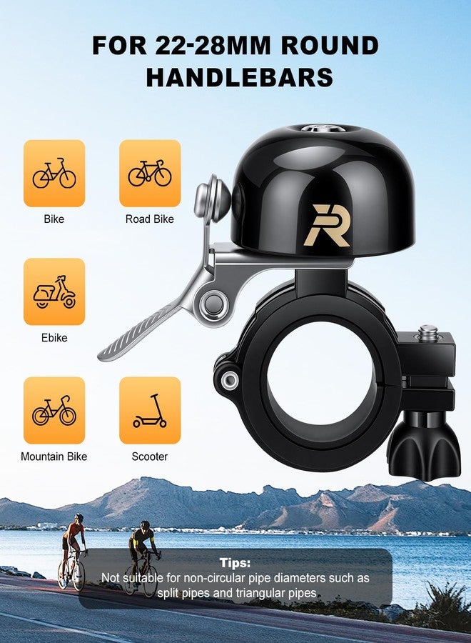 Onvian Bike Bell, 90dB Loud Crisp Bicycle Bell, Copper Alloy Waterproof Bike Horn for 22-28mm Handlebars, Easy to Install Durable Bicycle Bells for Mountain Bike, Road Bike, E-Bike, Scooter - Image 3