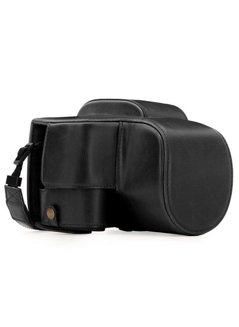 Panasonic Lumix DC-FZ80, FZ82 Ever Ready Leather Camera Case and Strap, with Battery Access - Black - MG1223
