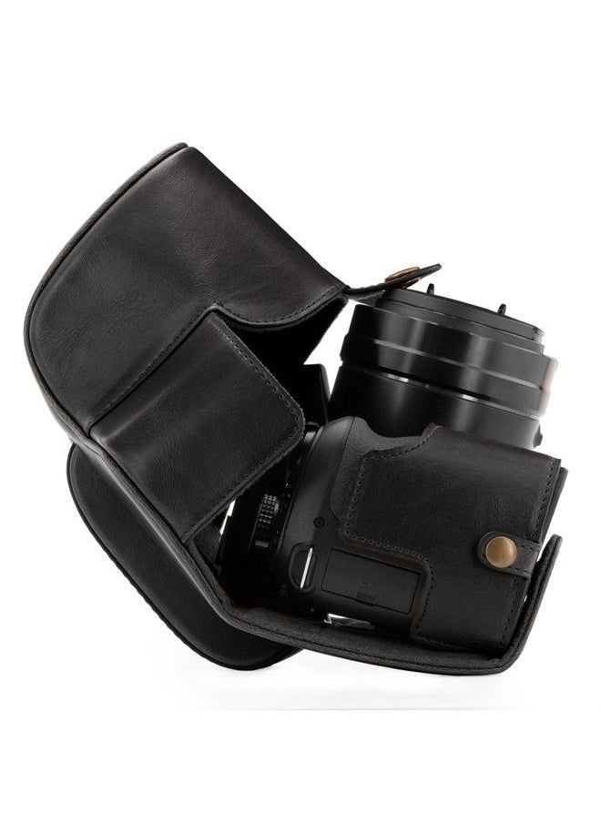 Panasonic Lumix DC-FZ80, FZ82 Ever Ready Leather Camera Case and Strap, with Battery Access - Black - MG1223