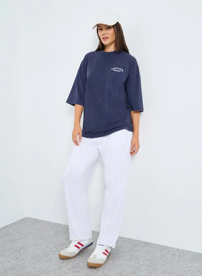 Styli Styli Women Oversized Embroidered Washed T-Shirt