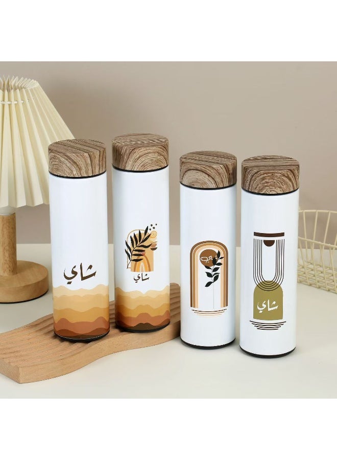 Arabian Style Vacuum Flask Gift Set, 500ml Stainless Steel Thermos with 2 Matching Cups - Image 3