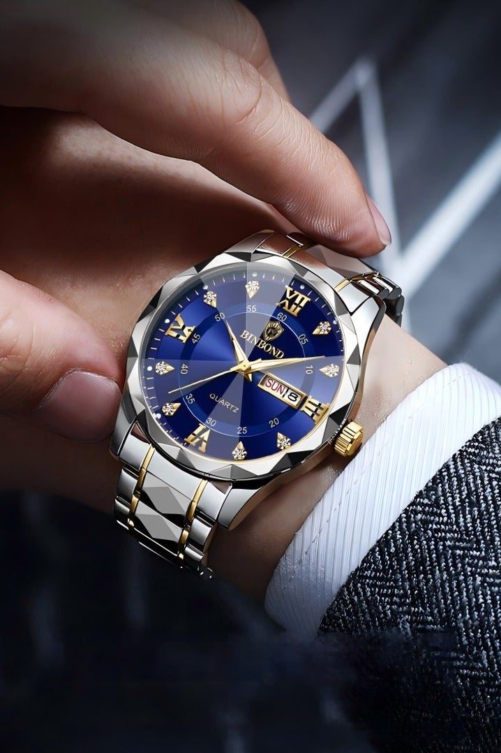 بينبوند الرجال والسيدات كوارتز ووتش أزياء فاخرة للماء ووتش الفولاذ المقاوم للصدأ الأعمال المعصم ووتش - Image 4