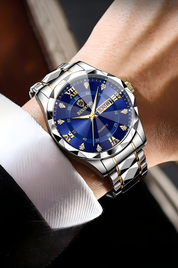 بينبوند الرجال والسيدات كوارتز ووتش أزياء فاخرة للماء ووتش الفولاذ المقاوم للصدأ الأعمال المعصم ووتش - Image 5