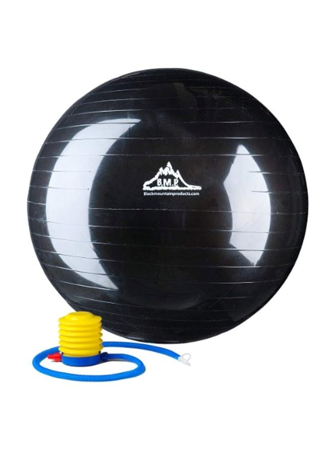 Black Mountain Products Exercise Stability Yoga Ball, Foot Pump, Ball Plug, Plug Puller, 2000 Lbs Static Weight Capacity Antiburst 65cm Black