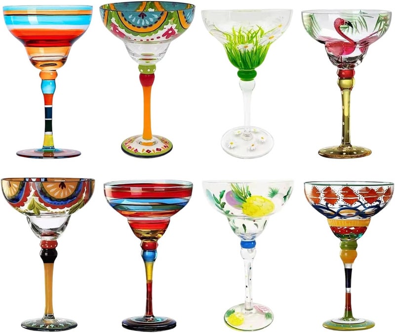 Hand Painted Glassware with Multicolored Designs Mexicans Party Cocktail Glass for Serving Margaritas and Special Drink Margarita Glass with Hand Painted - Image 3