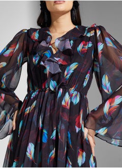 Virgos Lounge Flared Sleeve Ruffled Dress  - Image 3