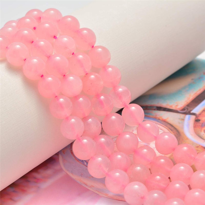 NCB 100PCS 8mm Natural Rose Quartz Beads Gemstone Round Loose Stone Spacer Beads for Jewelry Making with Crystal Stretch Cord (Rose Quartz, 8mm 100Beads) - Image 3
