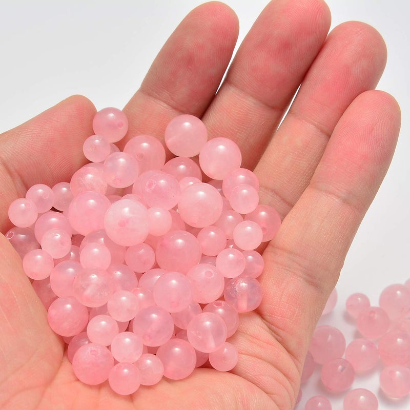 NCB 100PCS 8mm Natural Rose Quartz Beads Gemstone Round Loose Stone Spacer Beads for Jewelry Making with Crystal Stretch Cord (Rose Quartz, 8mm 100Beads) - Image 4