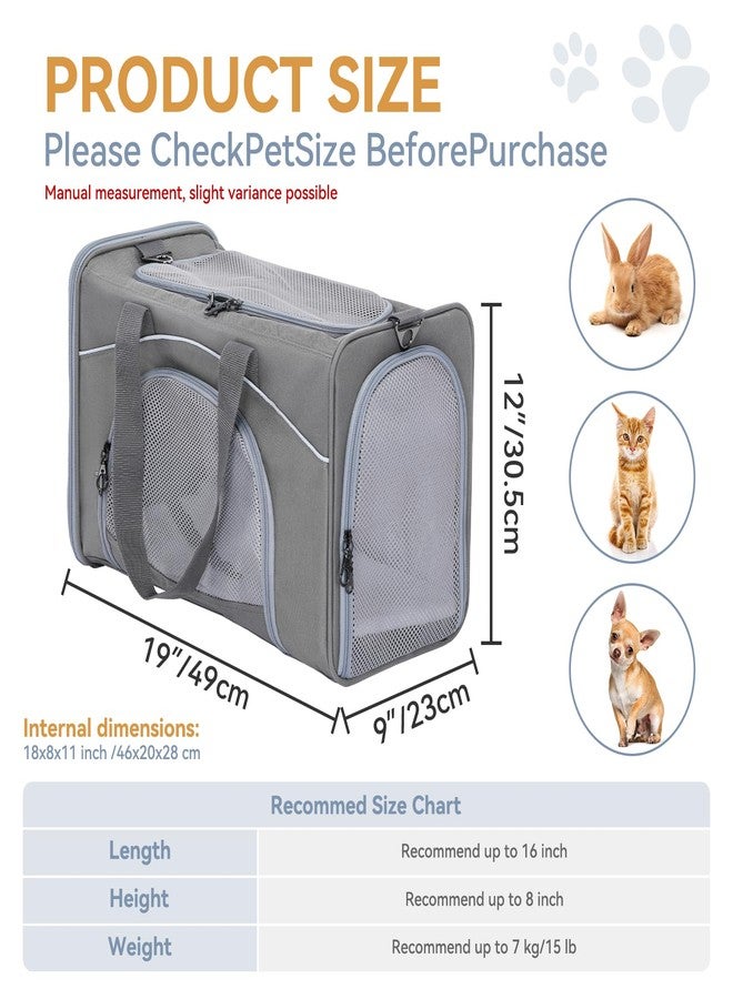 Petsfit ‌Petsfit Airline Approved Pet Carrier for Small Dogs & Cats, 19x9x12 TSA Approved Carrier, with Removable Dual-Sided Padding (2-Way Placement) - Fits Under Most Airplane Seats, Escape Proof (Grey) - Image 2